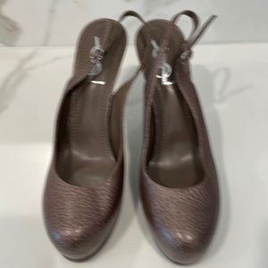 YSL - Pewter in color, Platform Sling-back shoe